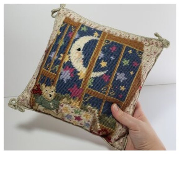 Vintage Katha Diddel Stardust Dreams Needlepoint Pillow - Picture 1 of 5